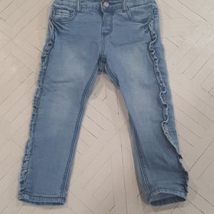 Zara Baby Girl Ruffled Blue Jeans 2/3